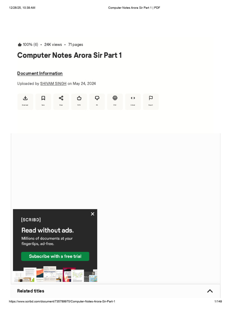 Computer Notes by Arora Sir - Part 1 | PDF | Scribd | Internet