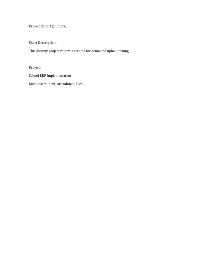 Dummy Project Report | PDF