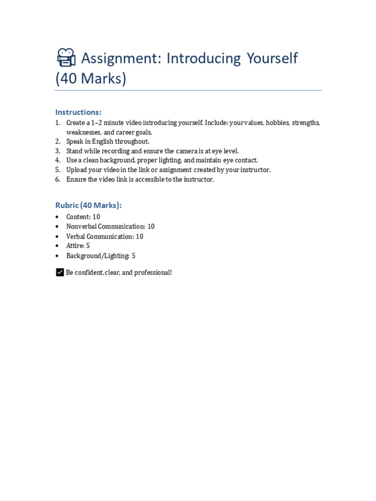 Introducing Yourself Assignment | PDF