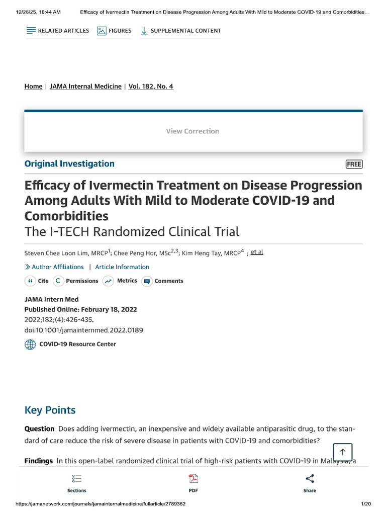 Efficacy of Ivermectin Treatment On Disease Progression | PDF