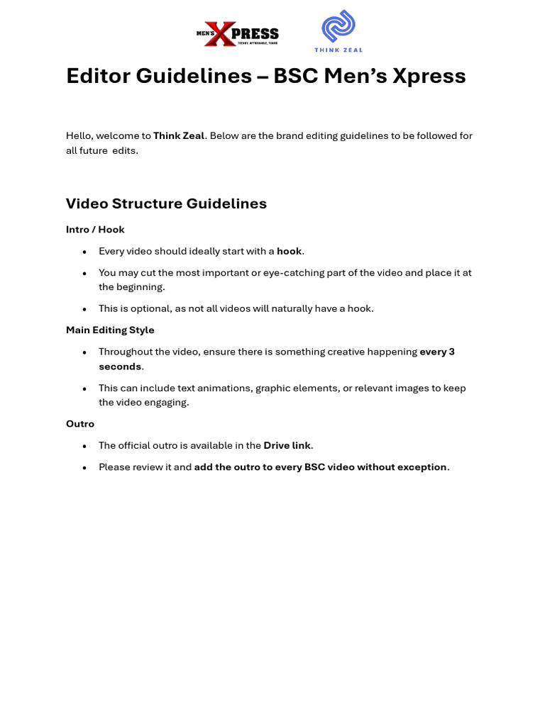 BSC Men's Xpress Video Editing Guide | PDF | Brand