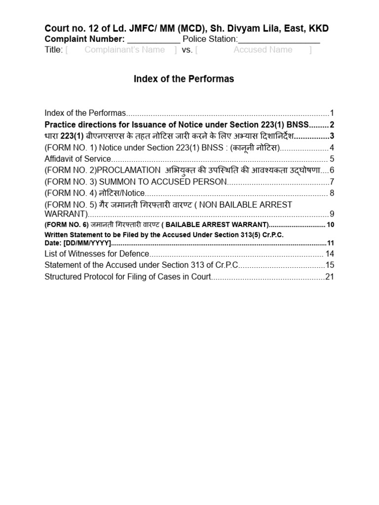 Performa For The NI Court Cases | PDF