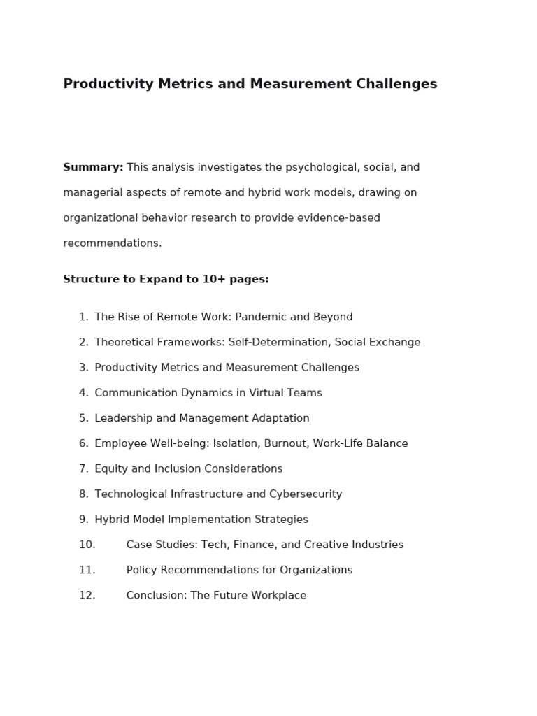 Productivity Metrics and Measurement | PDF | Organizational Behavior ...