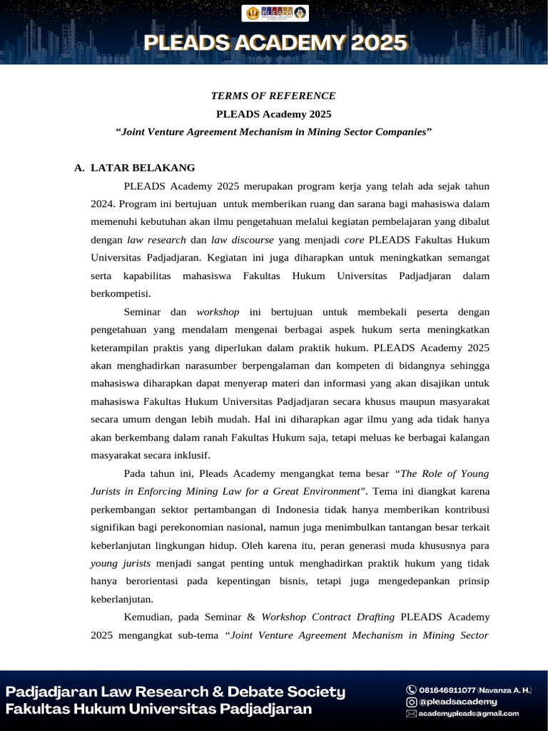 TOR Workshop Contract Drafting Pleads Academy | PDF
