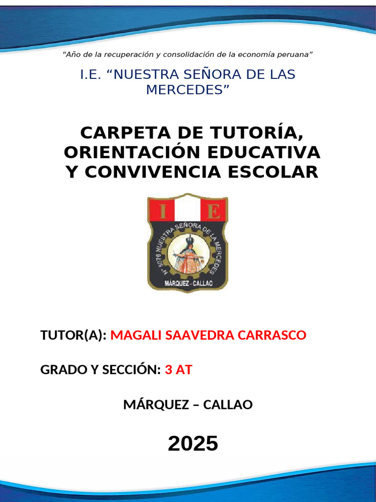 Plan de Tutoría y Convivencia Escolar 2025 | PDF | Aprendizaje | Sicología