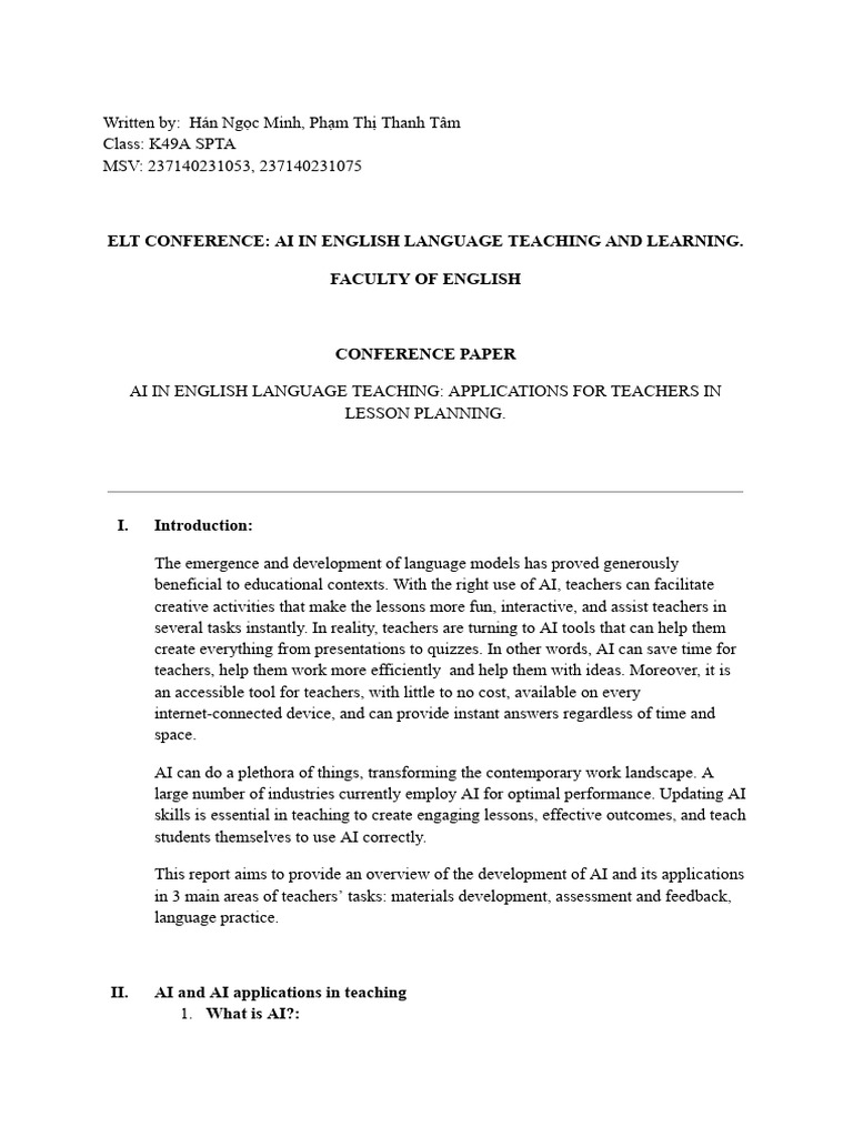 AI Applications in English Teaching | PDF | Artificial Intelligence ...