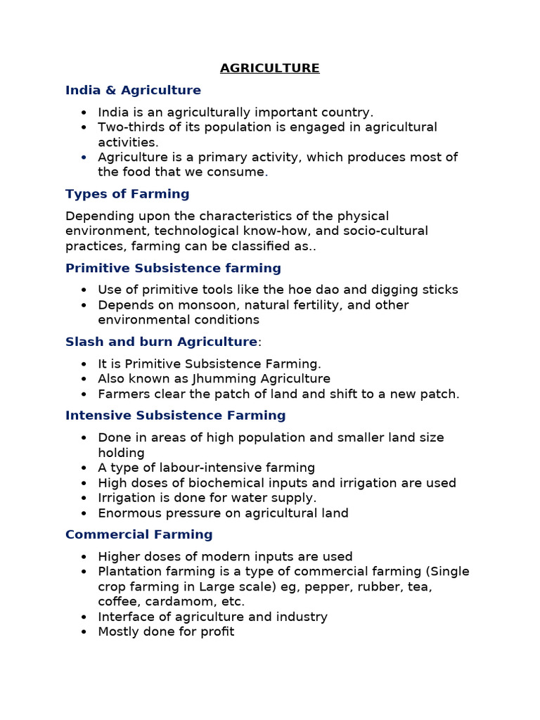 Agriculture Concept Class 10 | PDF | Agriculture | Crops