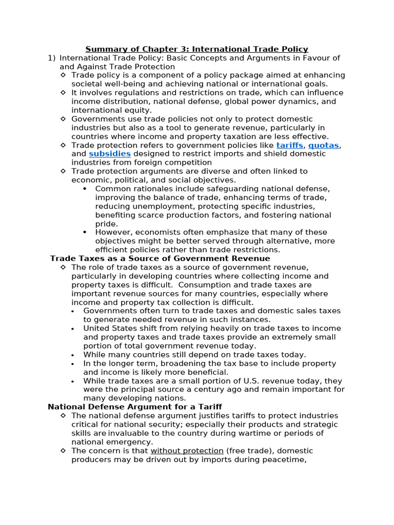 International Trade Policy Overview | PDF | Taxes | Protectionism