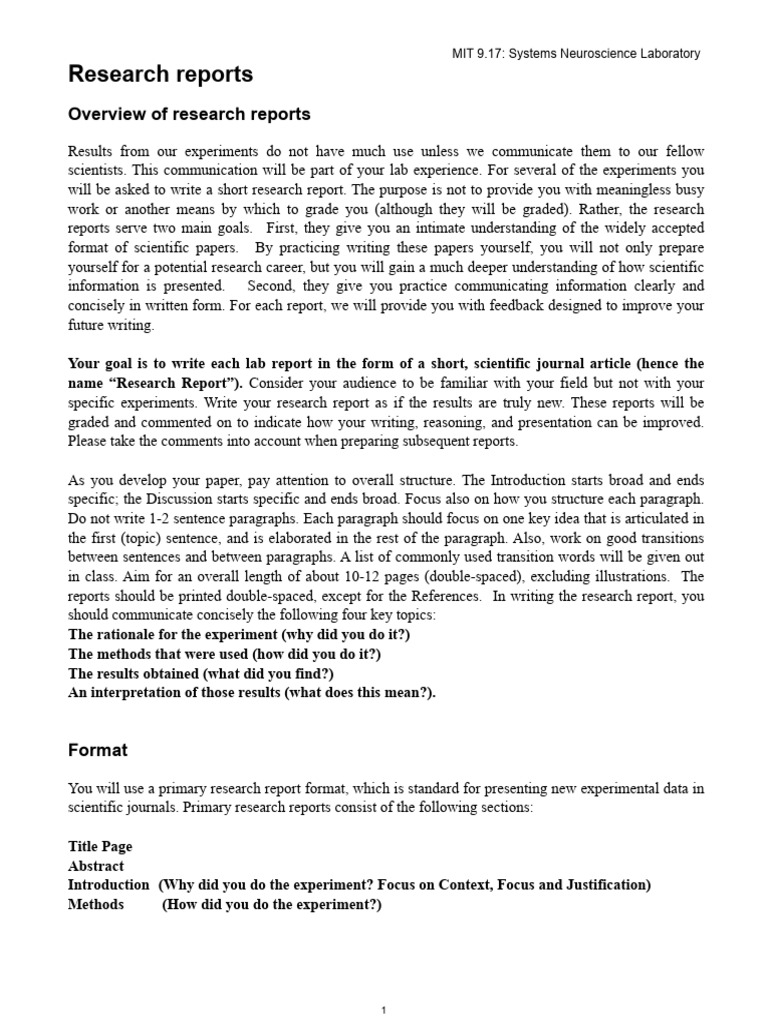 Writing Effective Research Reports | PDF | Experiment | Citation