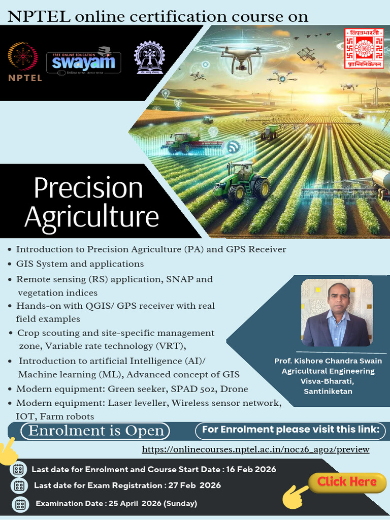 NPTEL Precision Agriculture Course Enrolment | PDF