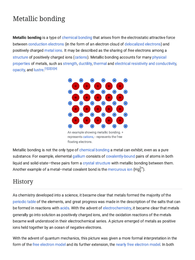 Metallic Bonding - Wikipedia | PDF