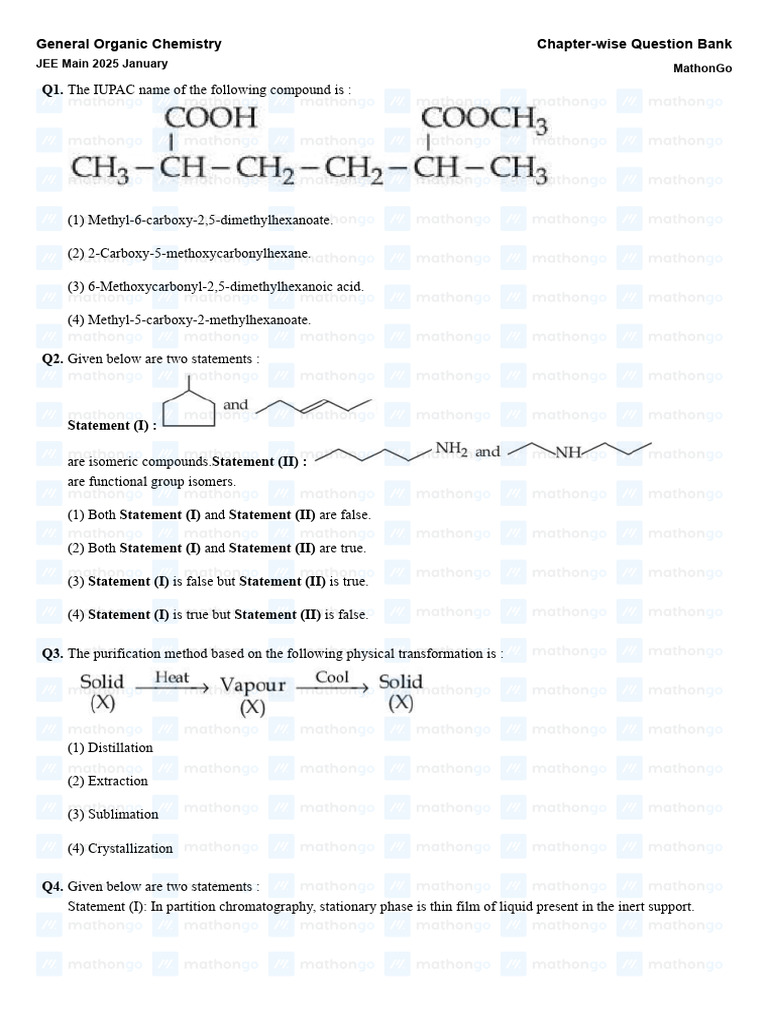 JEE Main 2025 Organic Chemistry Q&A | PDF | Isomer | Chemistry