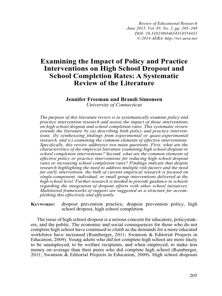 High School Dropout Interventions Review | PDF | Statistics ...