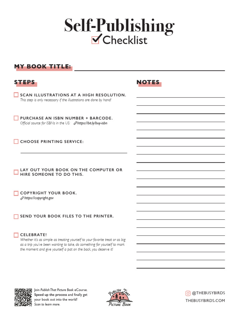 Self-Publishing Steps Checklist | PDF
