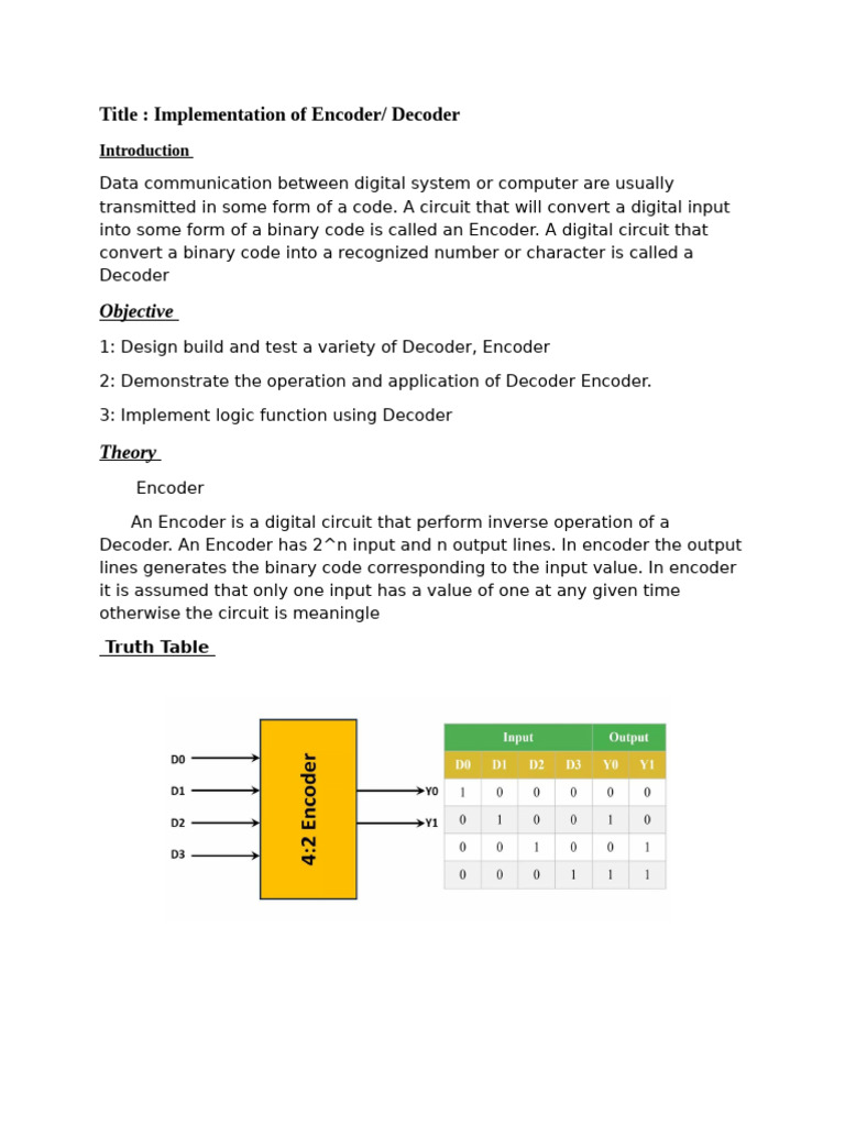 Encoder and Decoder Implementation Guide | PDF | Electronic Circuits ...