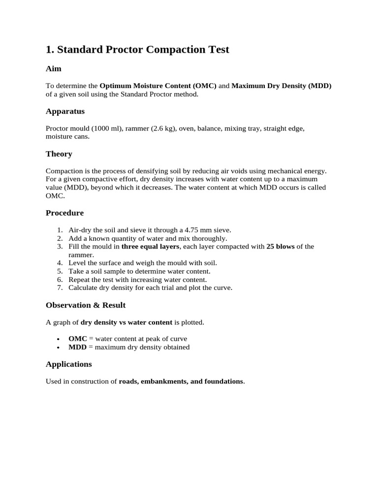 Standard Proctor Test for Soil Density | PDF