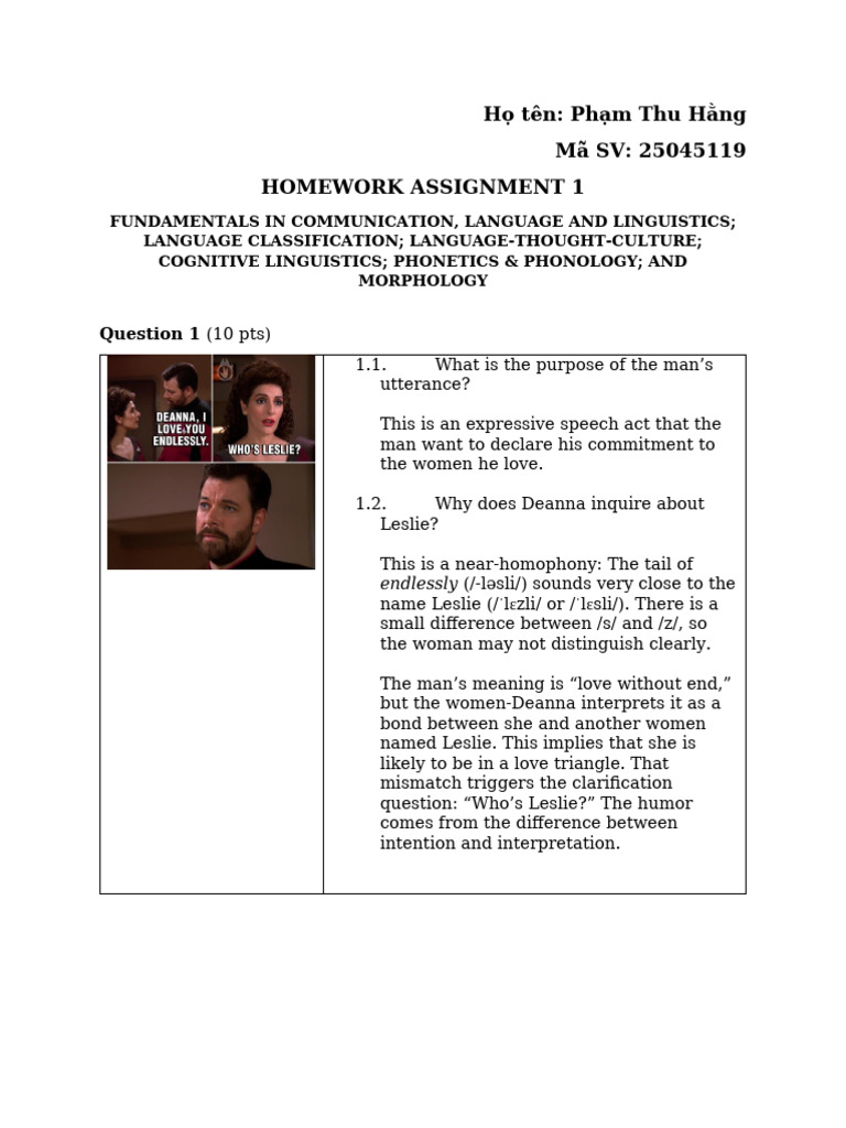 Homework Assignment 1 Fall 2025 | PDF | Linguistics | Question