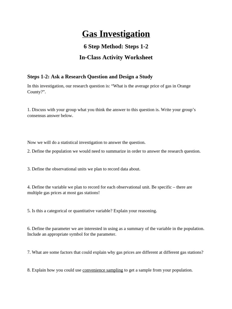 In Class Worksheet 1 - Gas-1 | PDF