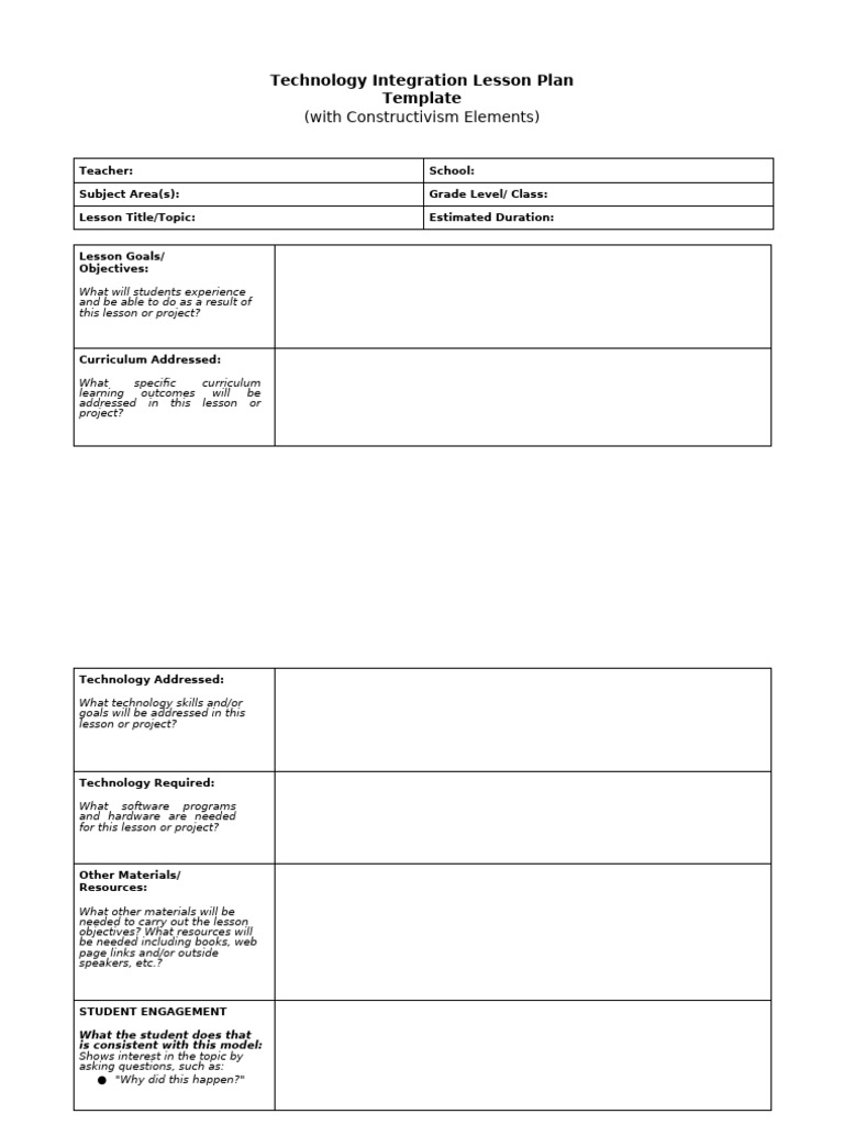 Technology Integration Lesson Plan Template - 5es | PDF | Lesson Plan ...