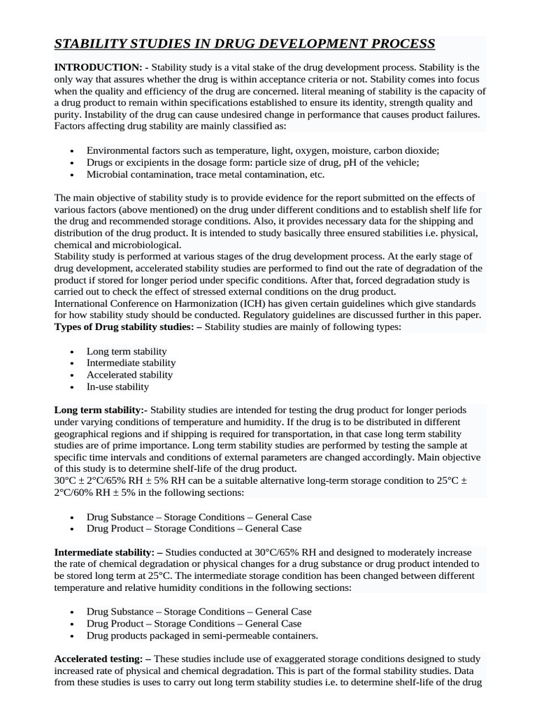 Stability Studies in Drug Development Process | PDF | High Performance ...