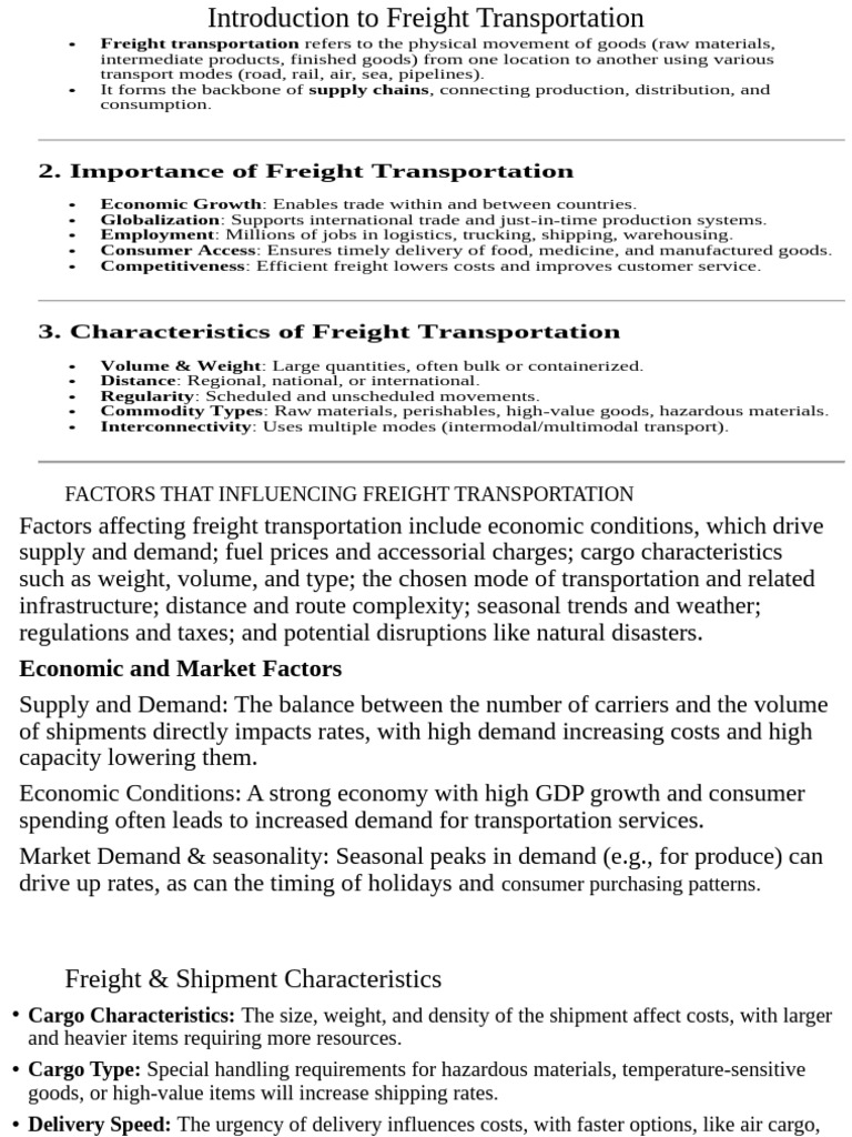 Overview of Freight Transportation Basics | PDF | Cargo | Transport