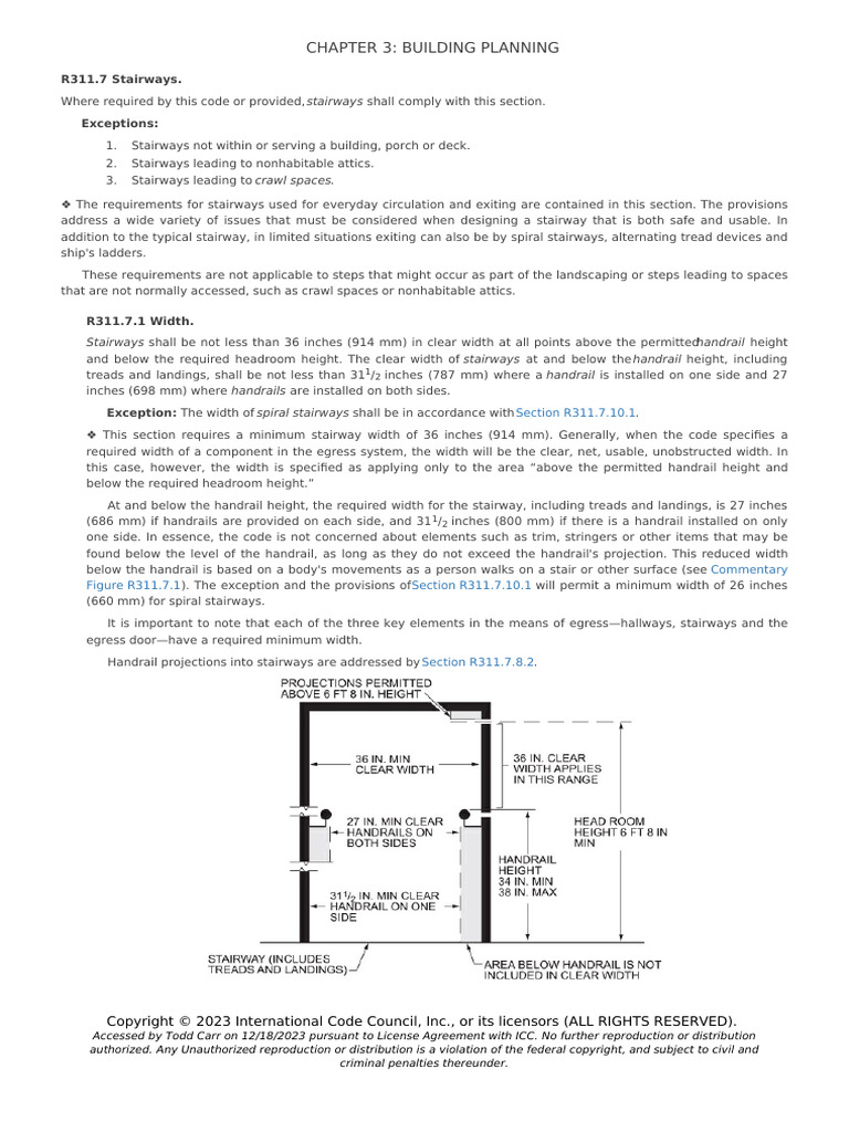 Stairway Design Code Requirements | PDF | Stairs