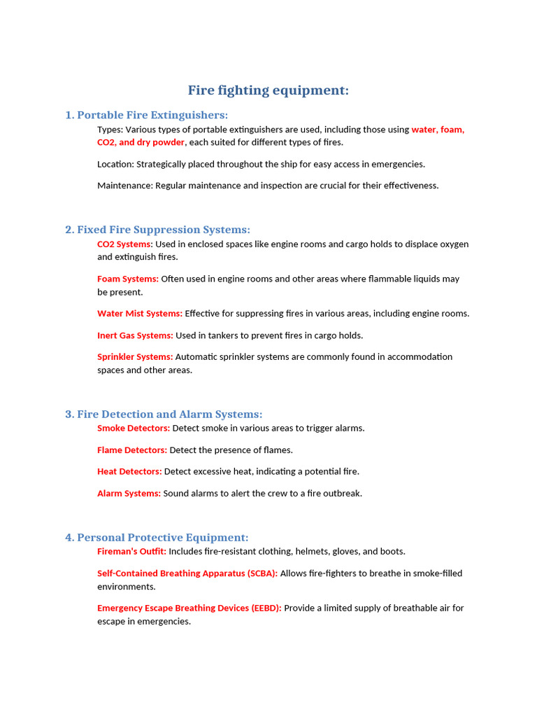 Comprehensive Fire Fighting Equipment Guide | PDF | Firefighting | Fires