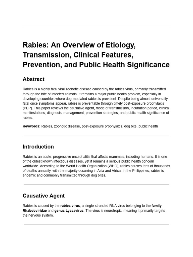 Rabies: Causes, Symptoms, and Prevention | PDF | Rabies | Microbiology