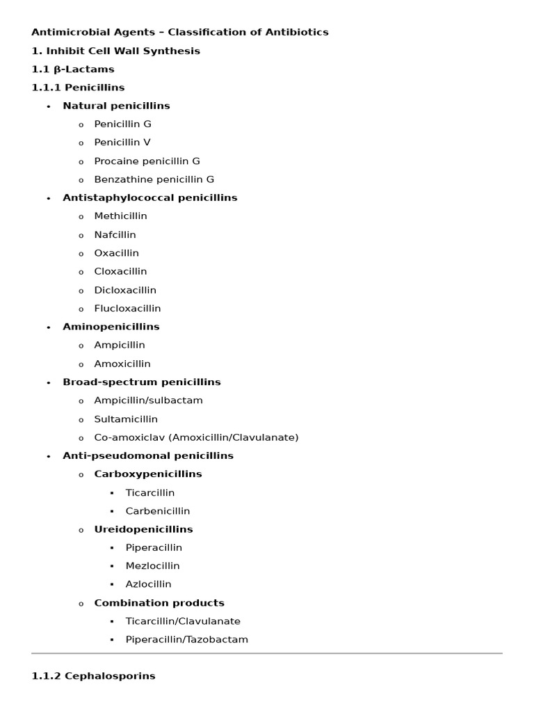 Antibiotics Classification Guide | PDF | Penicillin | Drugs