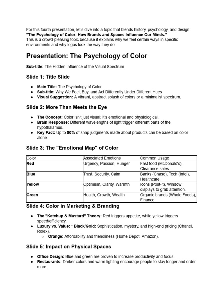 Psychology of Color in Branding | PDF | Color | Psychology