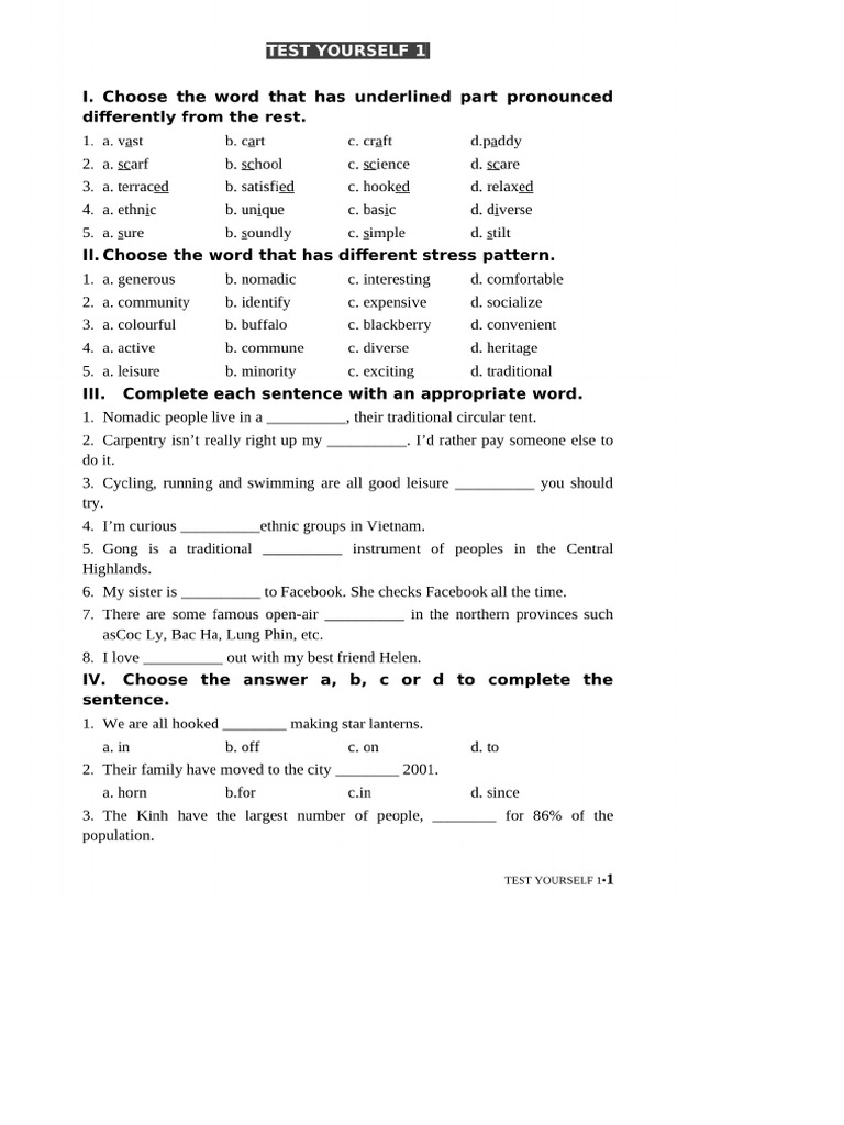 Mlh8 - Test Yourself 1 | PDF