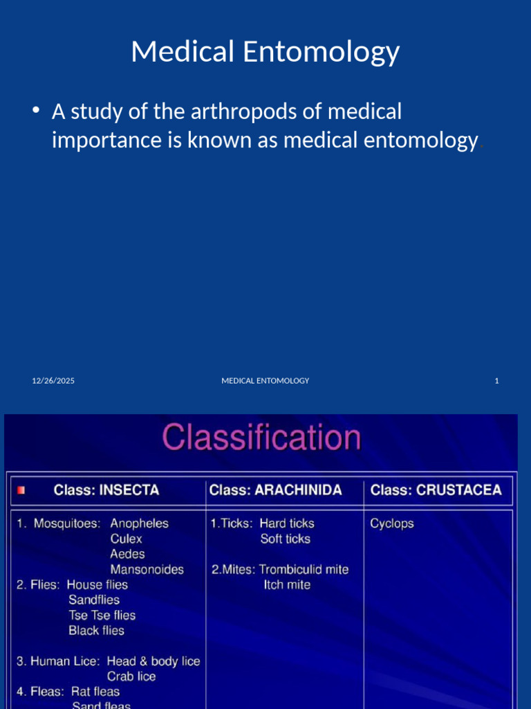 Medical Entomology: Key Arthropods and Diseases | PDF | Fly
