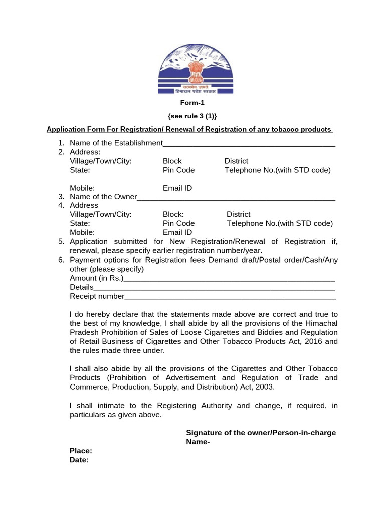 tobacco licence application form City For growing tobacco, one had