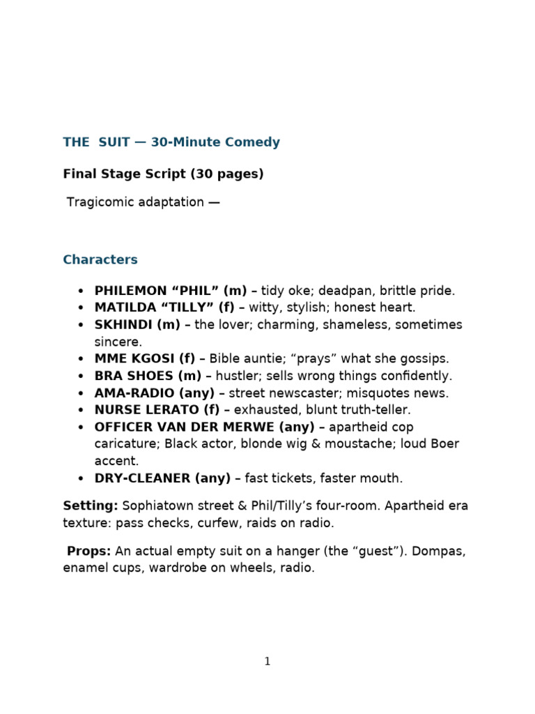 The Visitor's Suit 30Minute Comedy PDF