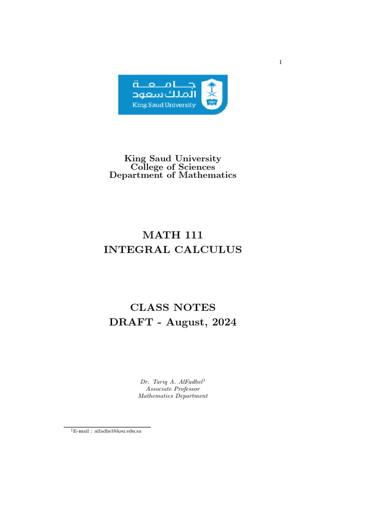 Integral Calculus Class Notes | PDF | Integral | Function (Mathematics)