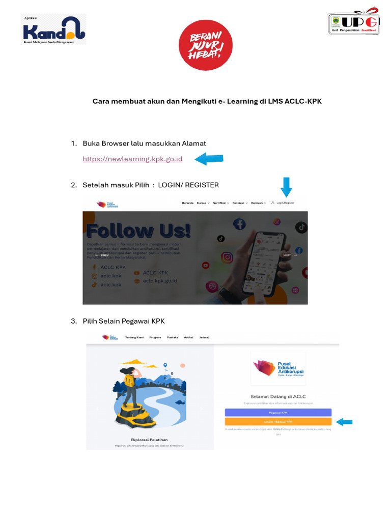 Cara Daftar dan Ikuti E-Learning KPK | PDF