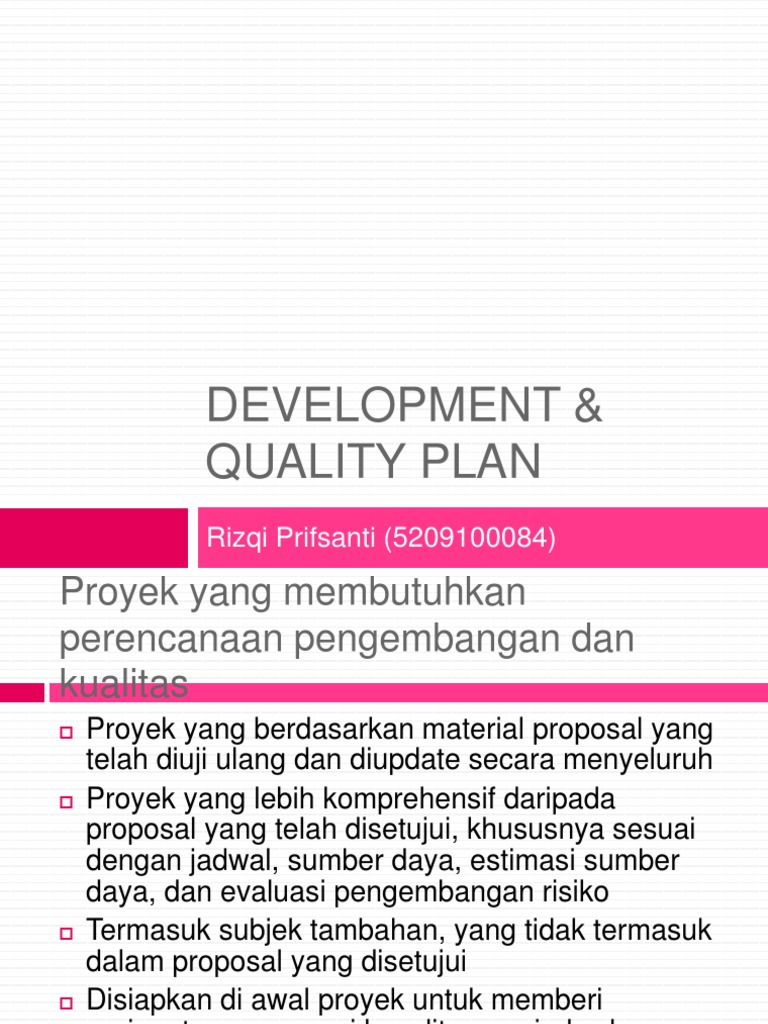 Development and Quality Plan | PDF