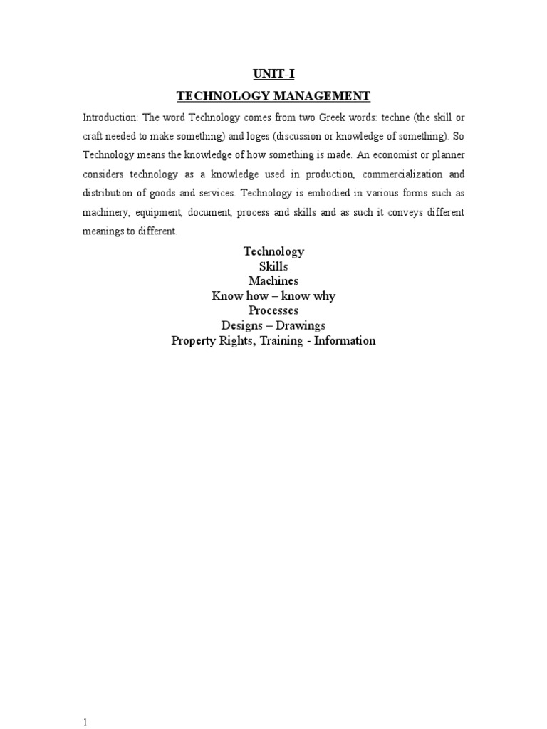 Technology Management 1 | PDF | Innovation | Forecasting