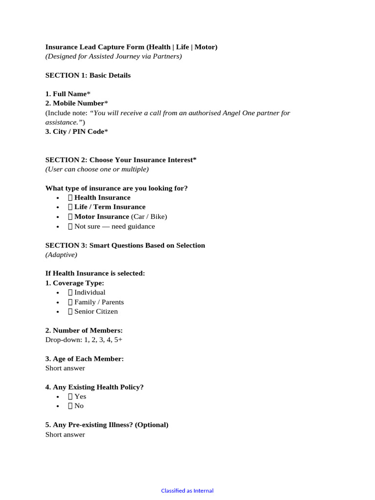 Insurance Lead Capture Form | PDF