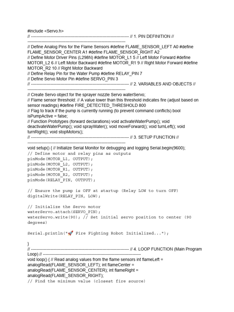 كود روبوت إطفاء الحريق النهائي | PDF | Computing | Computer Programming