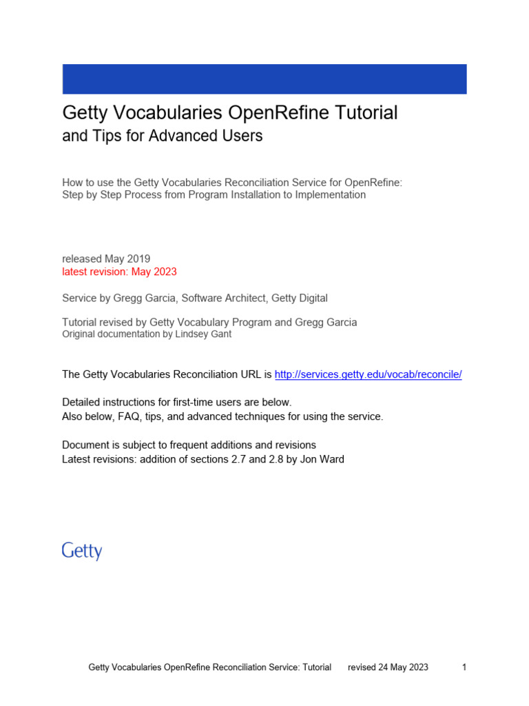 Getty Vocabularies OpenRefine Guide | PDF | Microsoft Excel | Spreadsheet