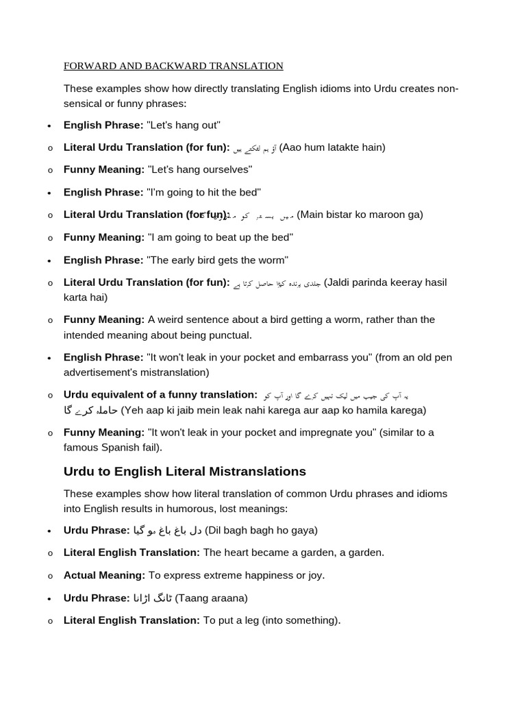 Forward and Backward Translation | PDF | Translations | Idiom