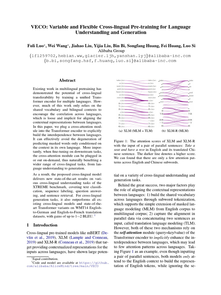 VECO: Advanced Cross-Lingual Pre-Training | PDF | Learning | Machine ...