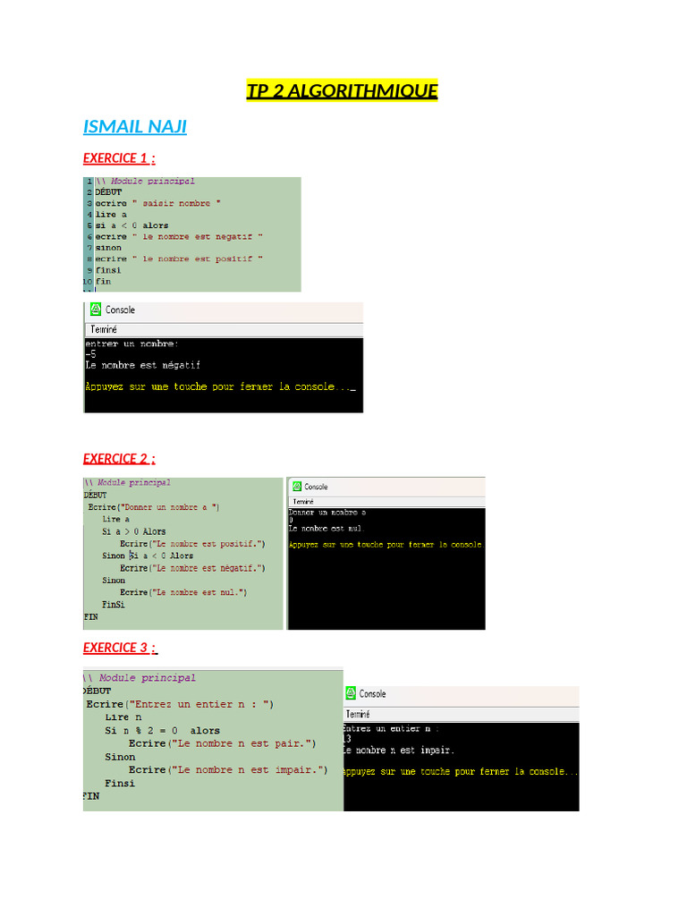 Algorithm Exercises by Ismail Naji | PDF