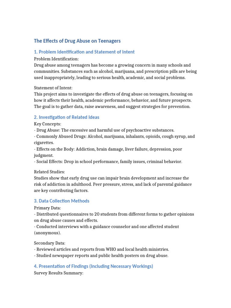 Drug Abuse Effects Project | PDF