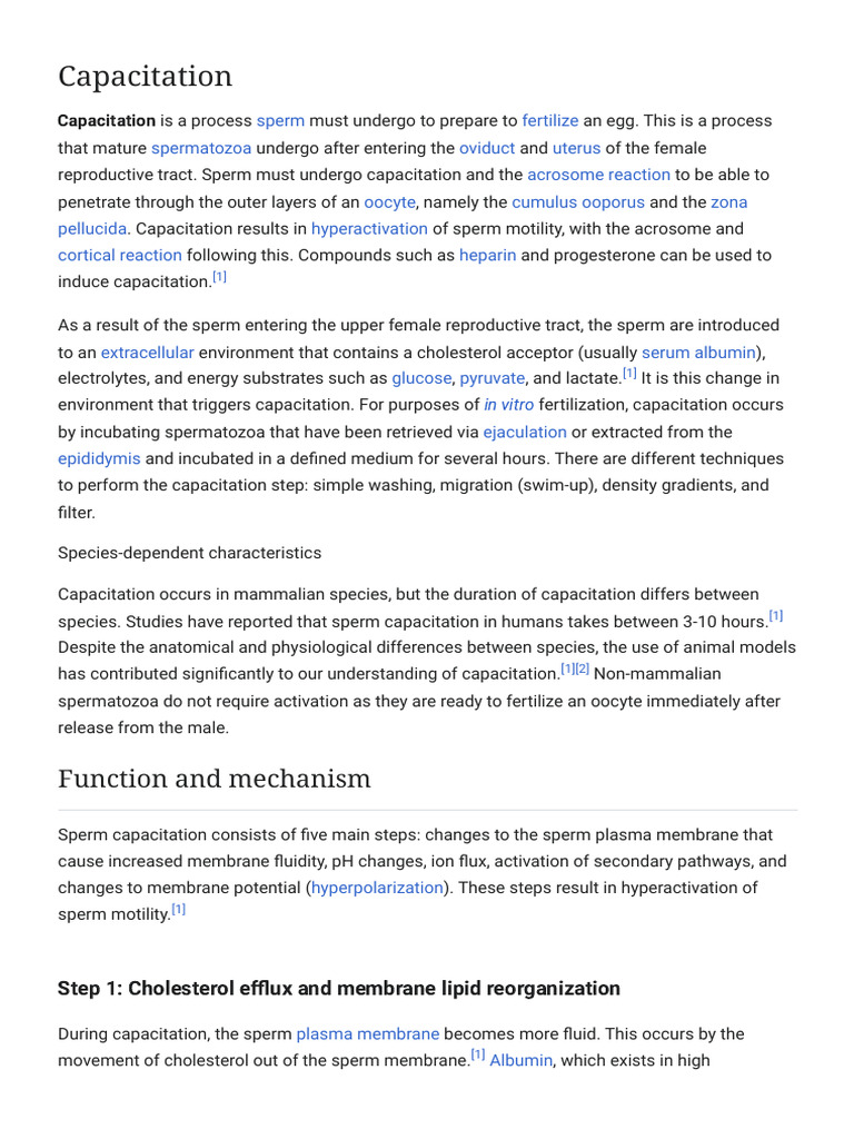 Sperm Capacitation - Wikipedia | PDF | Cell Biology | Reproductive System