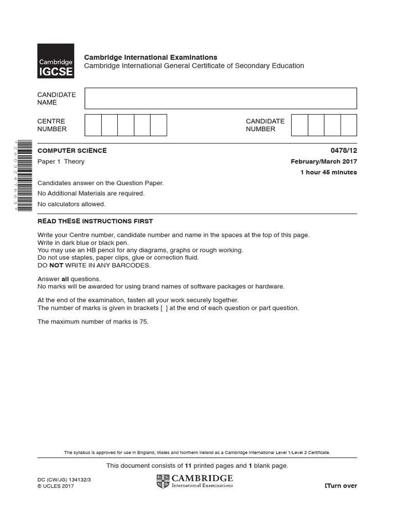 IGCSE CS 0478 PP 11 12 13 - Merged 2015 To 2024 | PDF | Operating ...