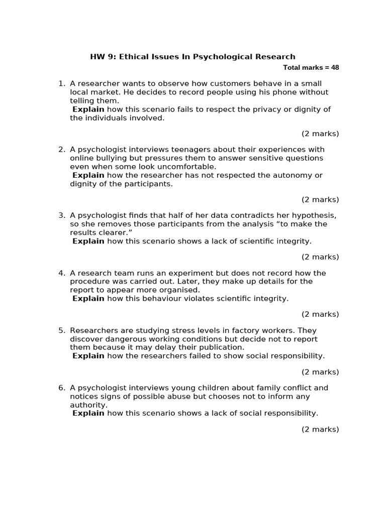 Ethical Issues in Psychological Research | PDF | Psychology | Informed ...