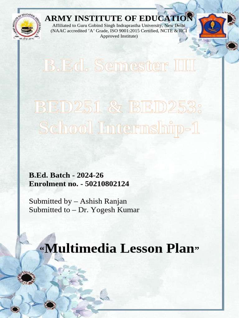 Multimedia Lesson Plan for B.Ed. 2024-26 | PDF