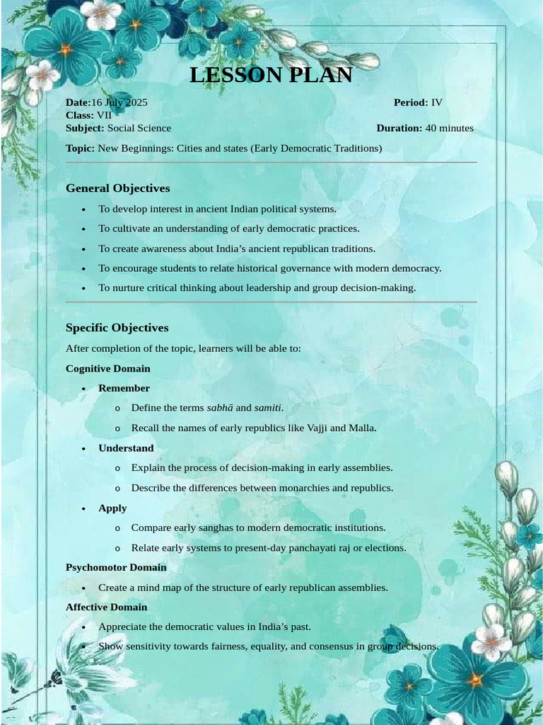 Multimedia Lesson Plan 1 SS | PDF | Learning | Republic